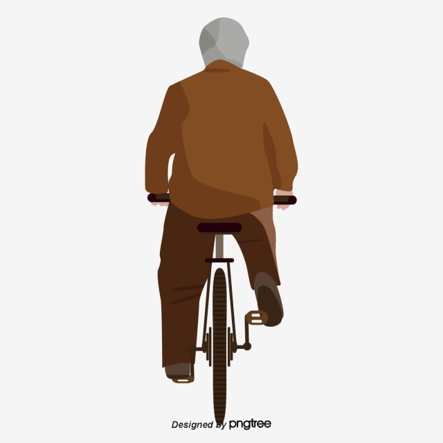 pngtree brown costume old man riding bicycle back png image 1527772