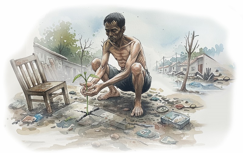 mam xanh duoi bun non